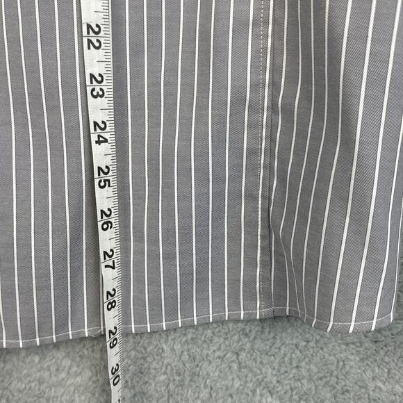 Foxcroft Plus Size Fitted Button Up Blouse Gray White Pinstripe SZ 22W Normcore - Picture 4 of 7